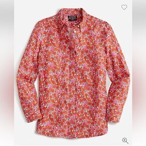 J. Crew Classic-fit Cupro Pink Floral Button down long sleeve shirt Sz 10